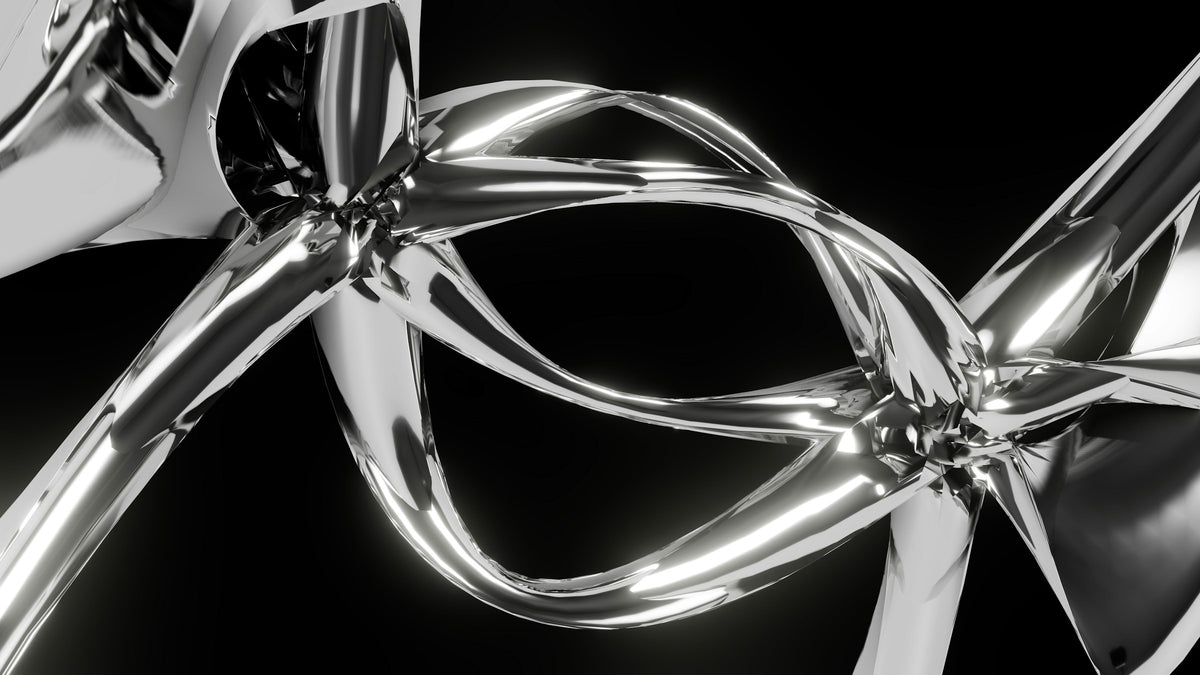 Liquid chrome form on black