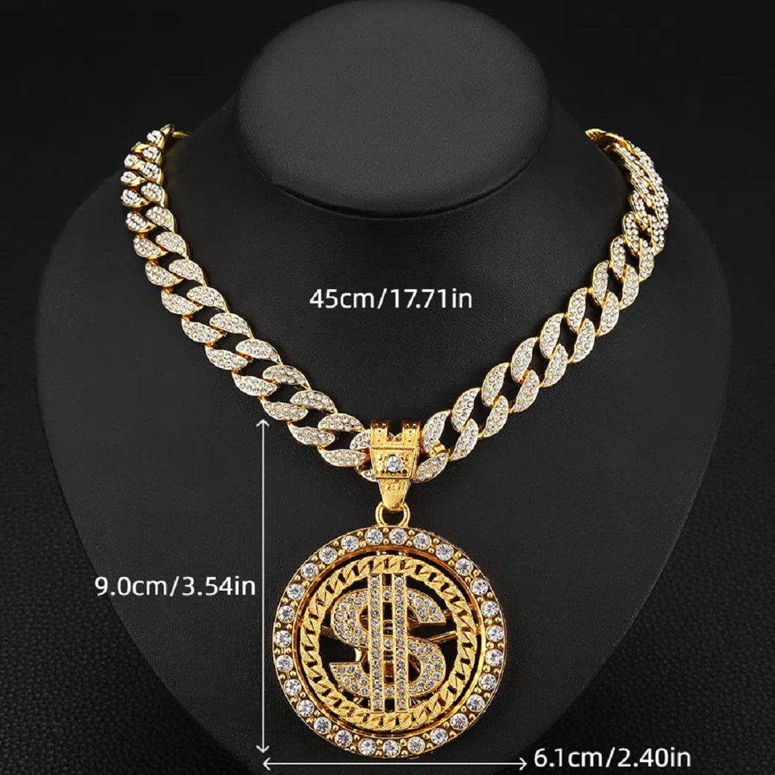 Big Starz Rotatable Dollar Sign Pendant detail