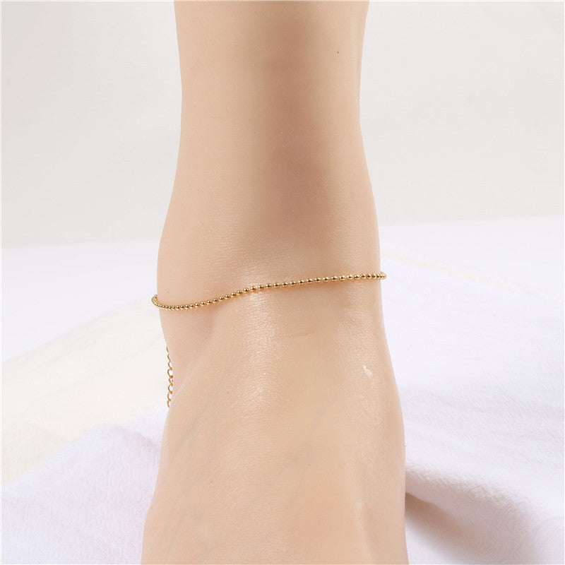 Big Starz Gold Bead Chain Anklet — 18K Gold Plated