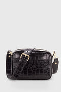 Black Croc Crossbody Bag