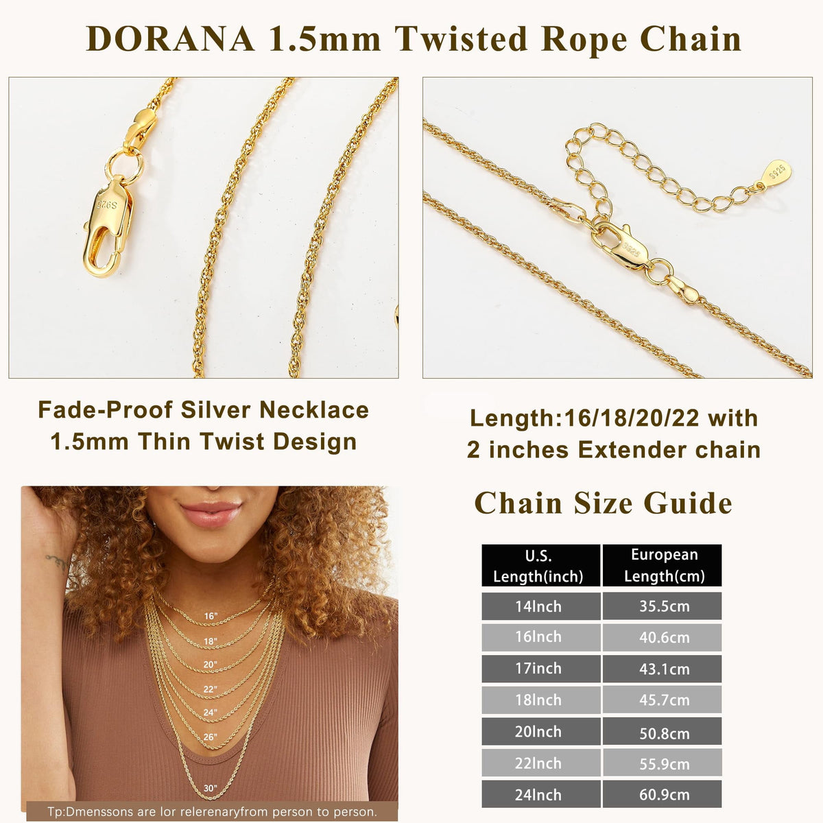 Big Starz Thin Rope Chain Necklace — 18K Gold Plated (Women's)