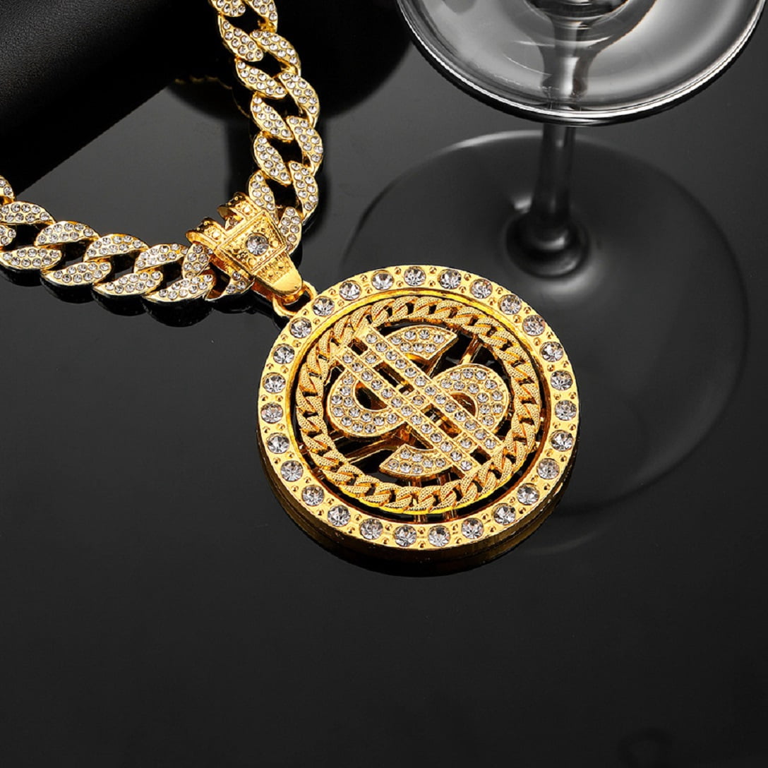 Big Starz Rotatable Dollar Sign Pendant — Iced Out alternate view