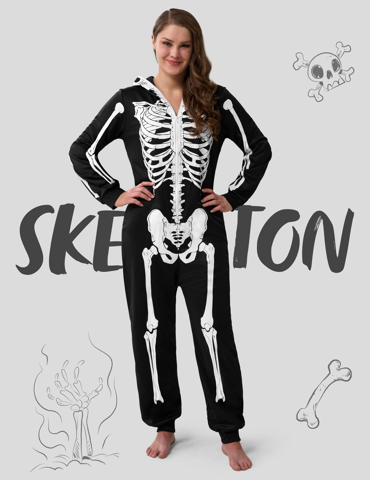 Trick Skeleton Costume for Women Adult Skeleton