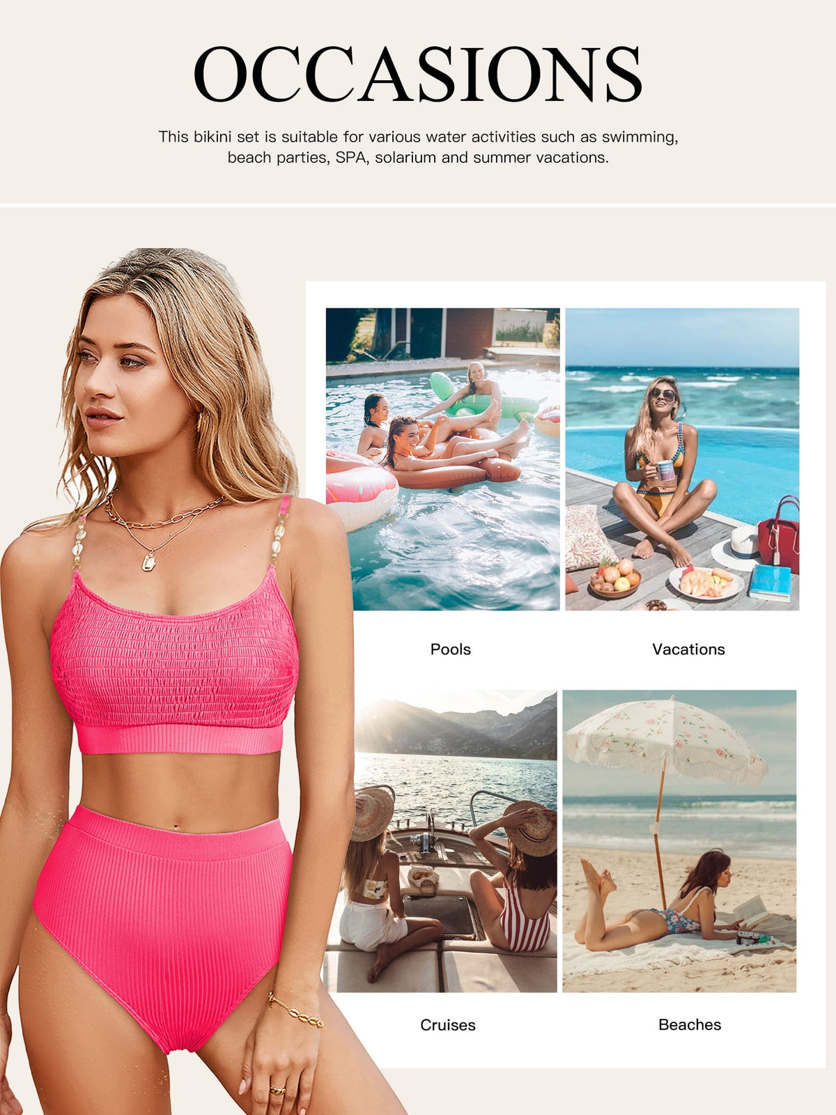 Poolside Two Piece Swimsuit High Waisted Bikini — Women's