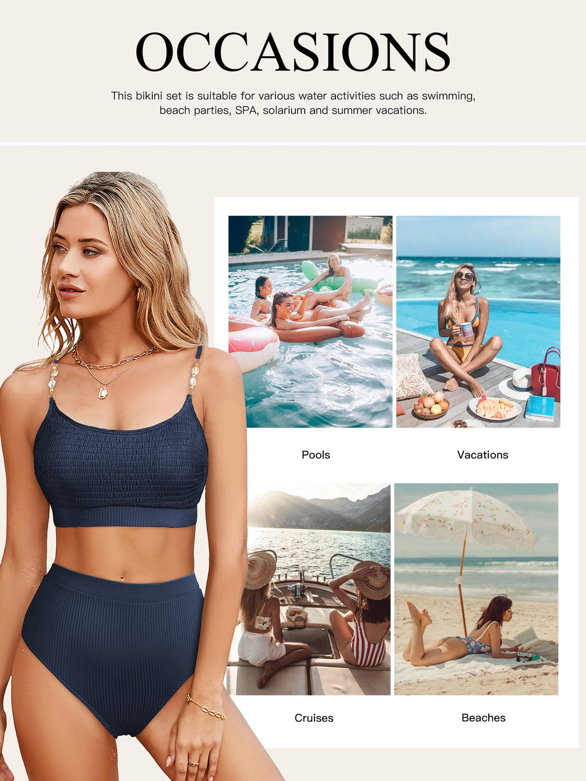 Cabana 2 Piece Bikini Set Shirred Solid — Women's