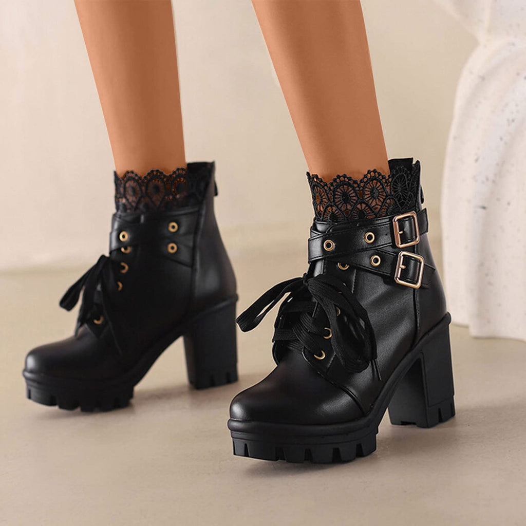 Big Starz Chunky Heel Combat Booties detail
