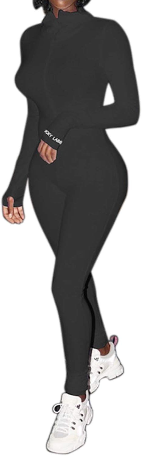 Bottle Service Embroidery Zipper High Neck Bodycon Jumpsuit — Women's
