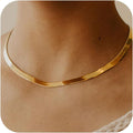 Big Starz Herringbone Chain Necklace — 14K Gold Plated