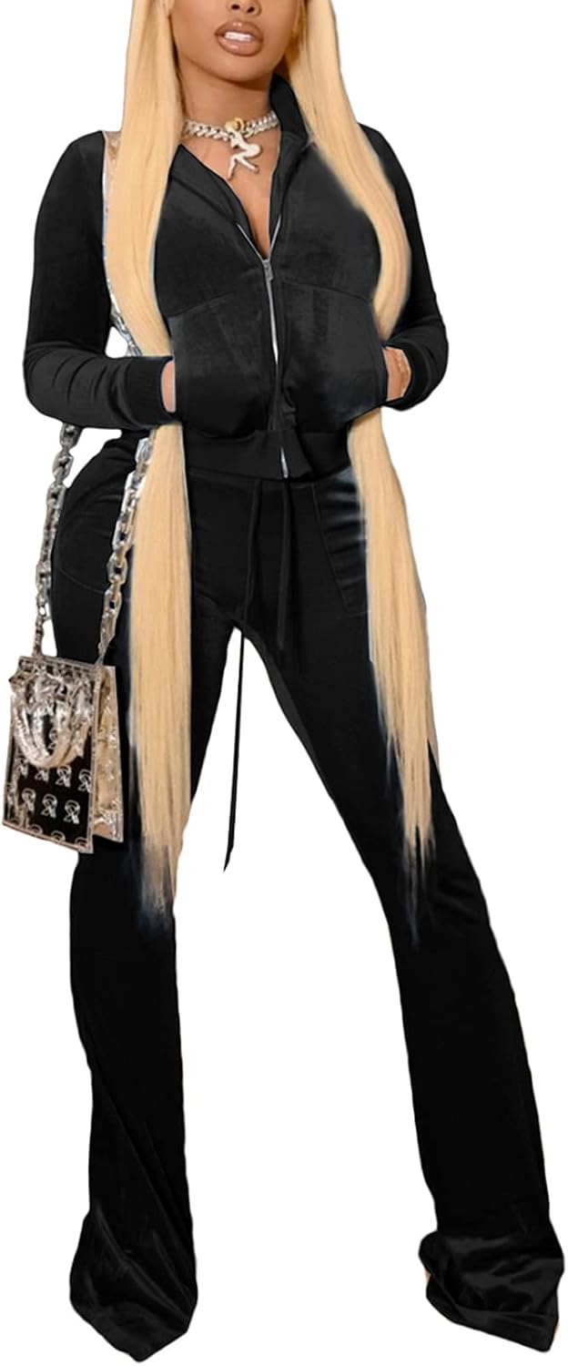One Piece Two Velour Crop & Pant Set