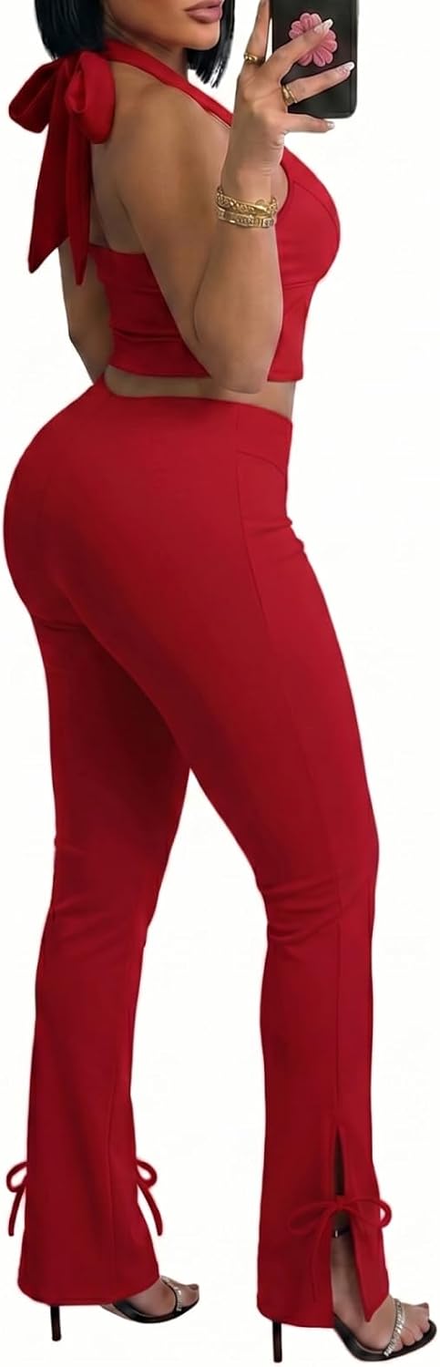 Bodycon Season 2 Piece Halter Neck Crop — Women's
