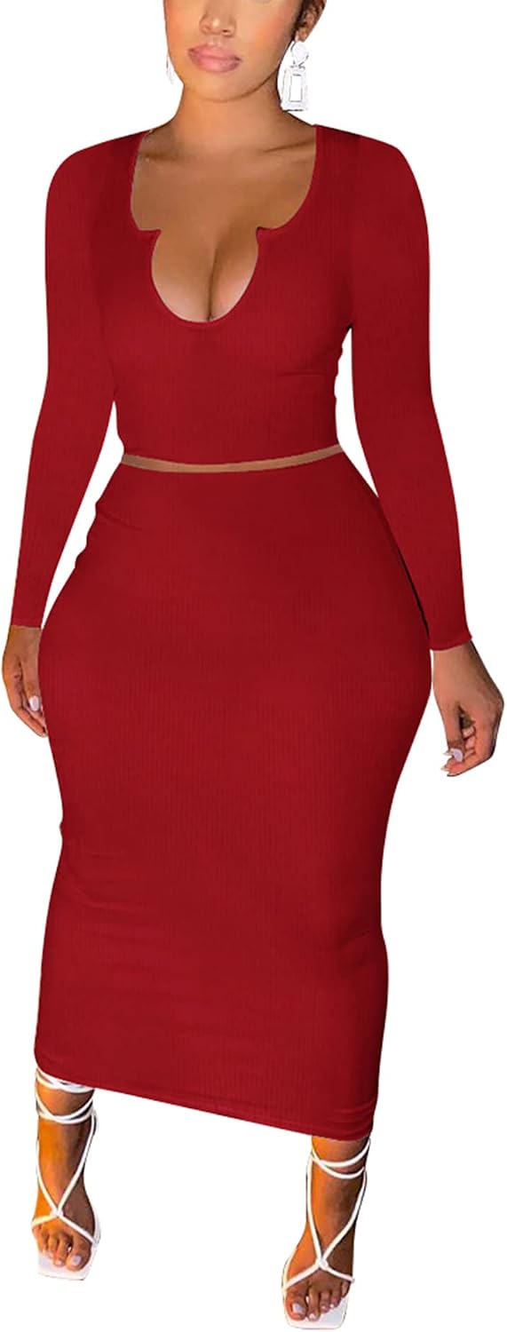 Night Out Two Piece Skirt Long Sleeve Sleeveless — Women's