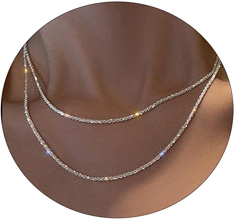 Big Starz Herringbone Choker Necklace Set — Double Layer