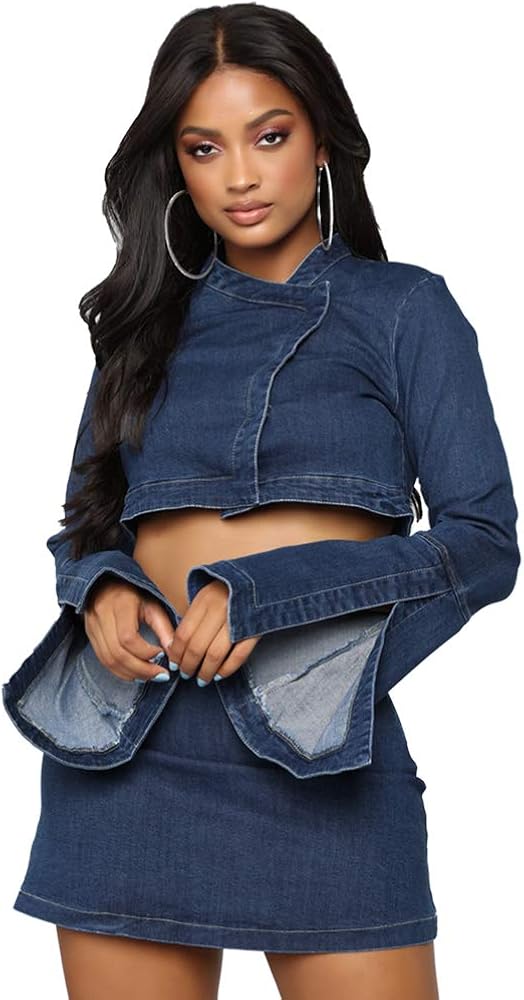 VIP 2 Piece Bodycon Shorts- Nightclub Denim — Women's