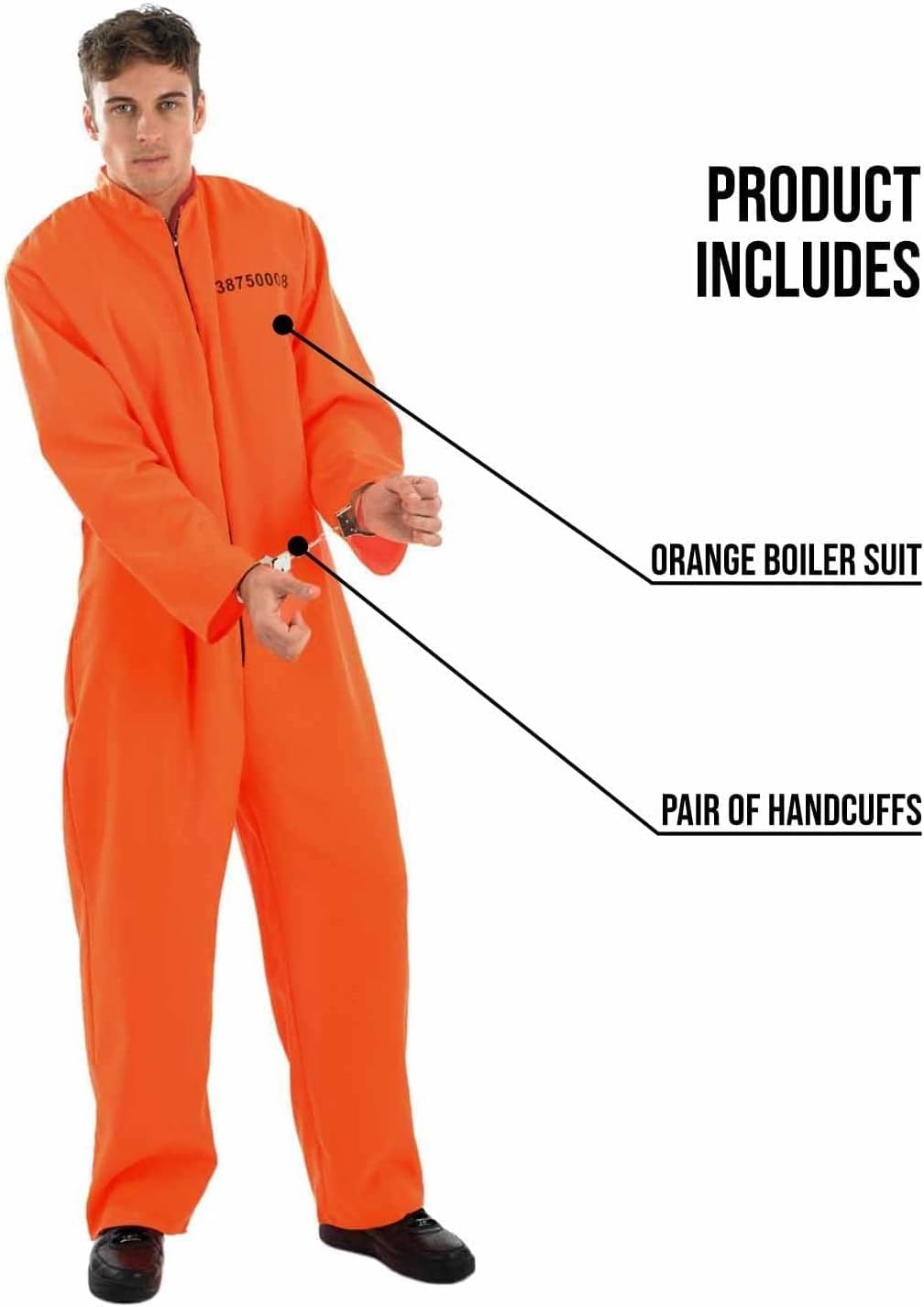 Nightcrawler Prisoner Costume Prison Jumpsuit Orange Inmate — Men's