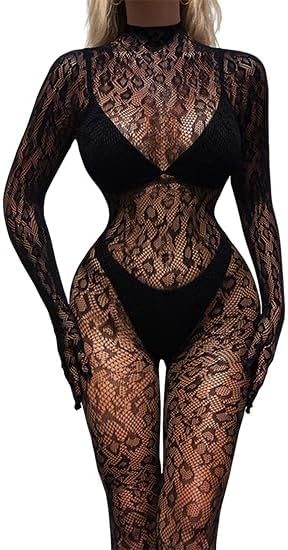 Slow Burn One Piece Black Fishnet Bodysuit Lingerie — Women's