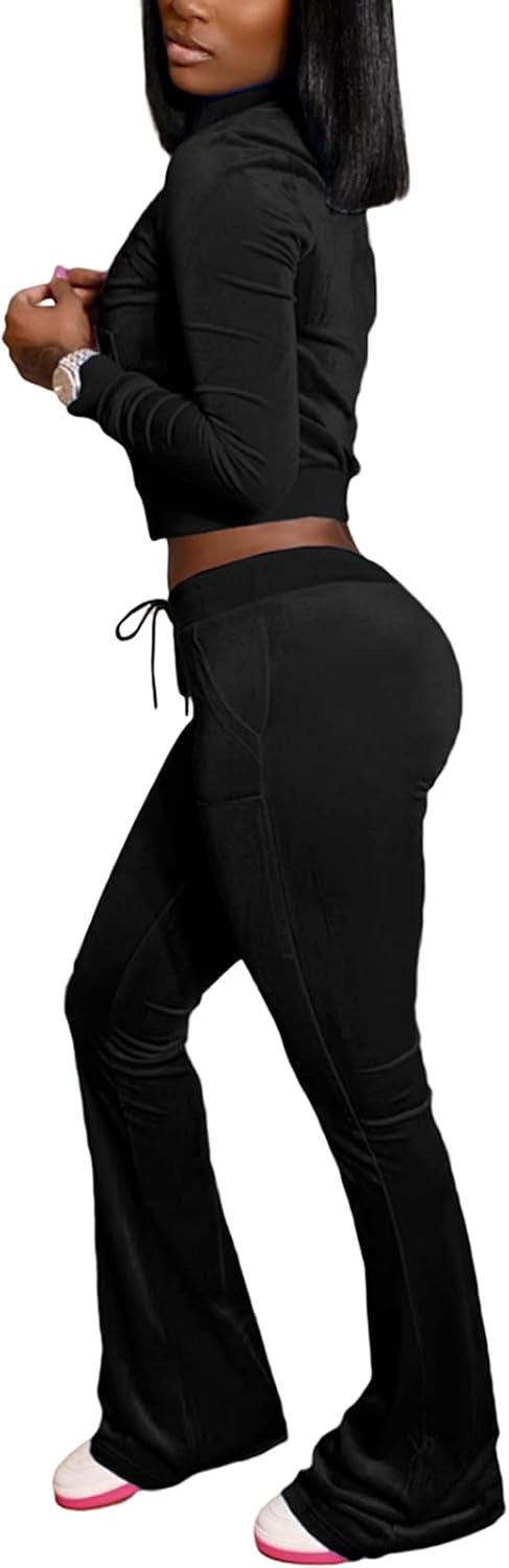 One Piece Two Velour Crop & Pant Set