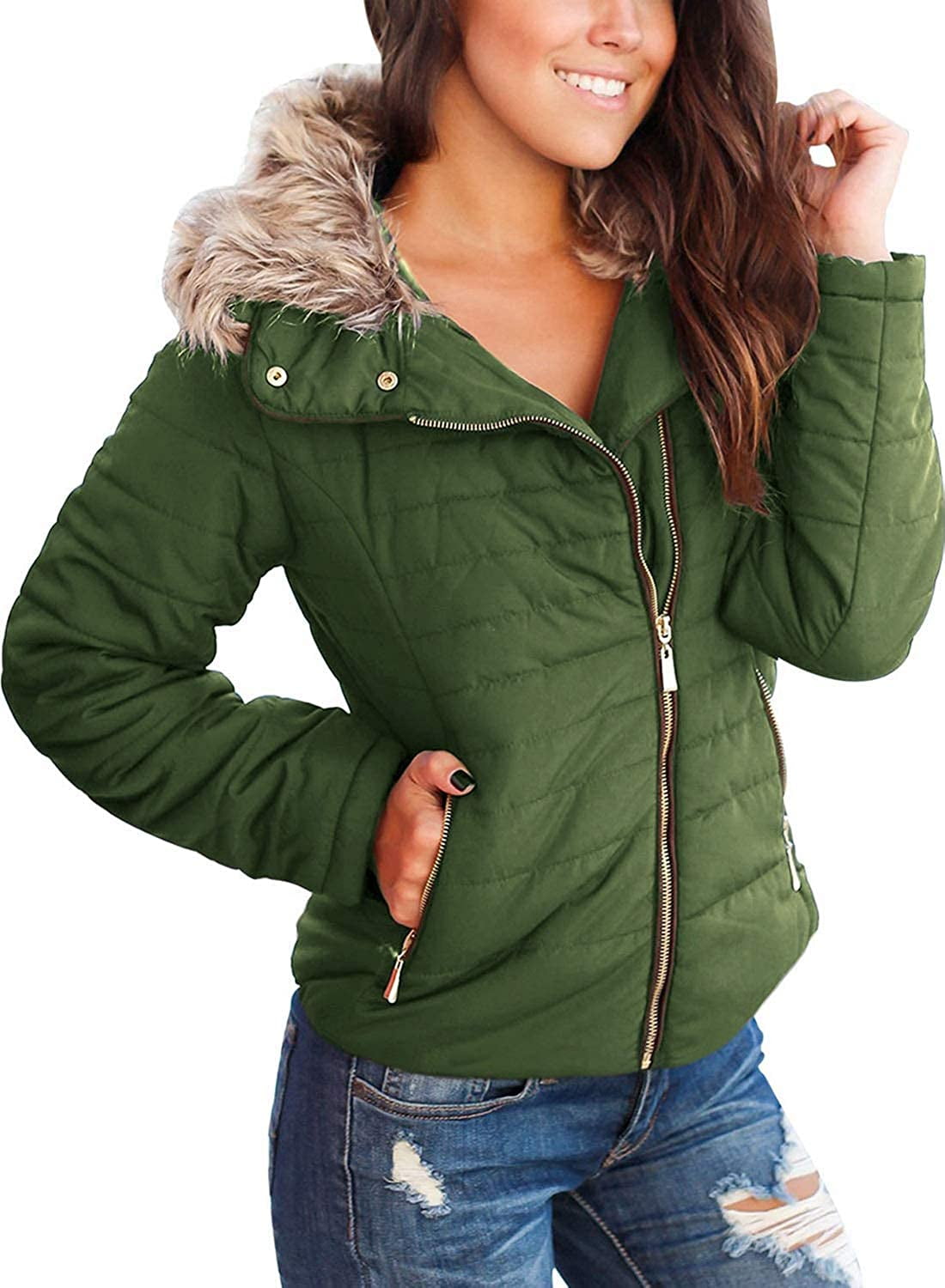 Furs Quilted Faux Fur Puffer