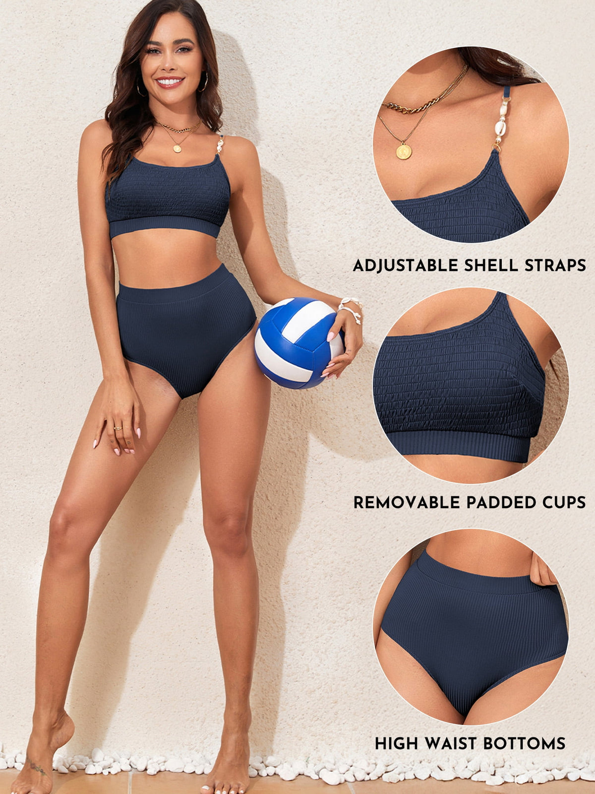 Cabana 2 Piece Bikini Set Shirred Solid — Women's