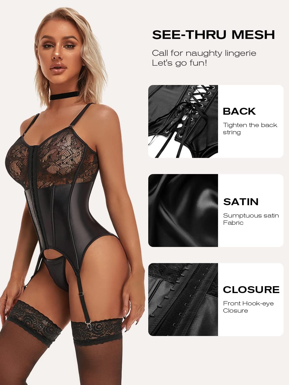 Slow Burn Lace Lingerie Set with Garter Belt — Women's