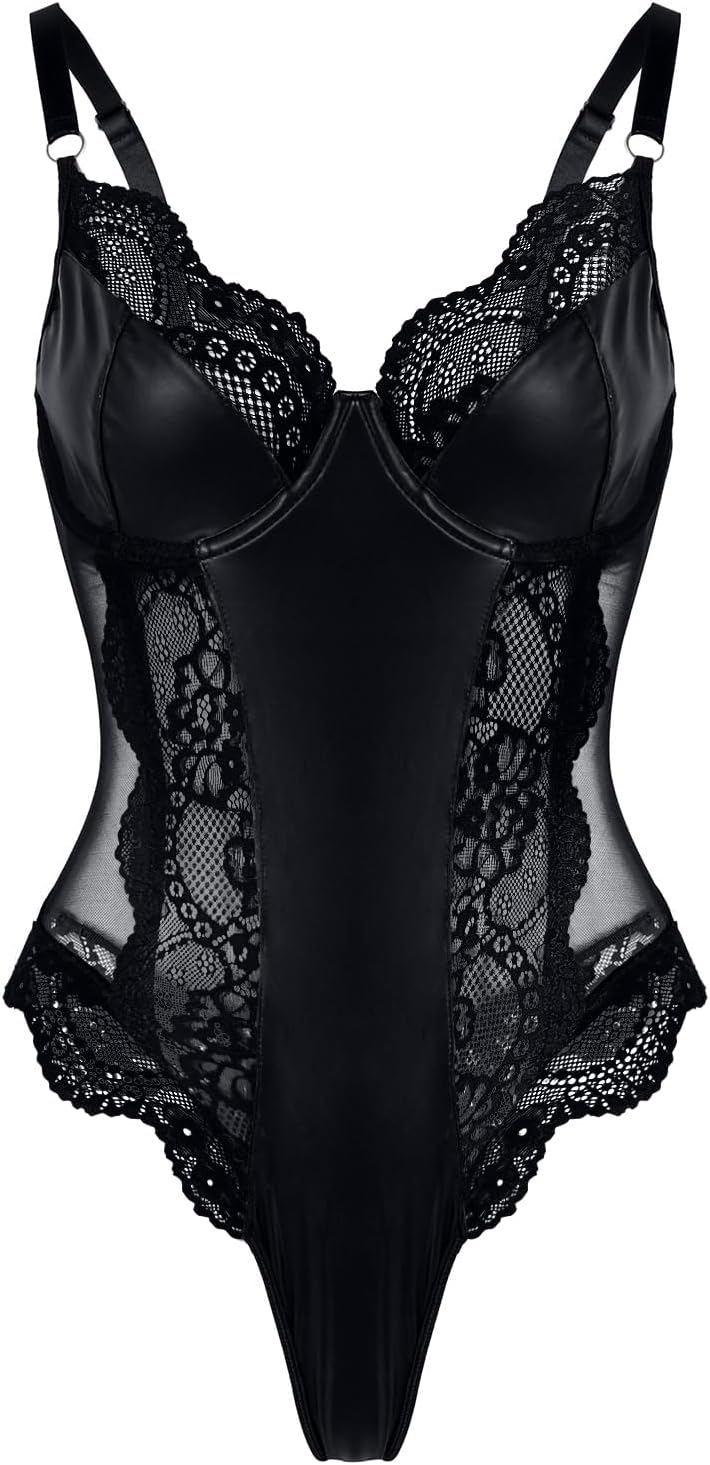 Leather Lace Corset Teddy
