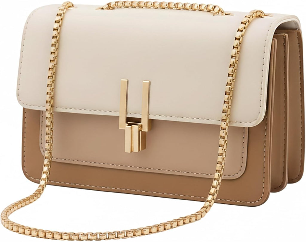 Empire Quilted Vegan Leather Crossbody — Gold Chain Strap