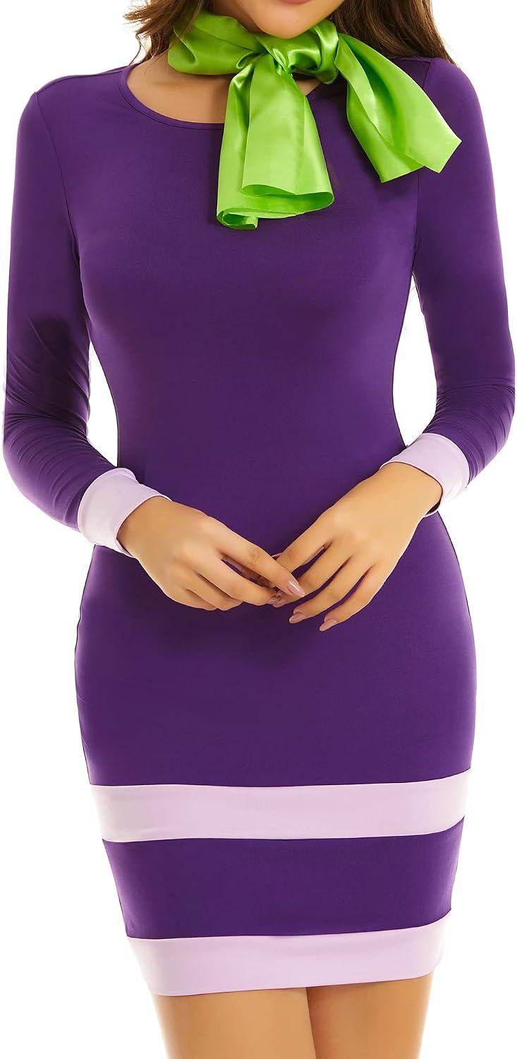 Wicked Purple Mini Dress Classic With Scarf Costume — Women's