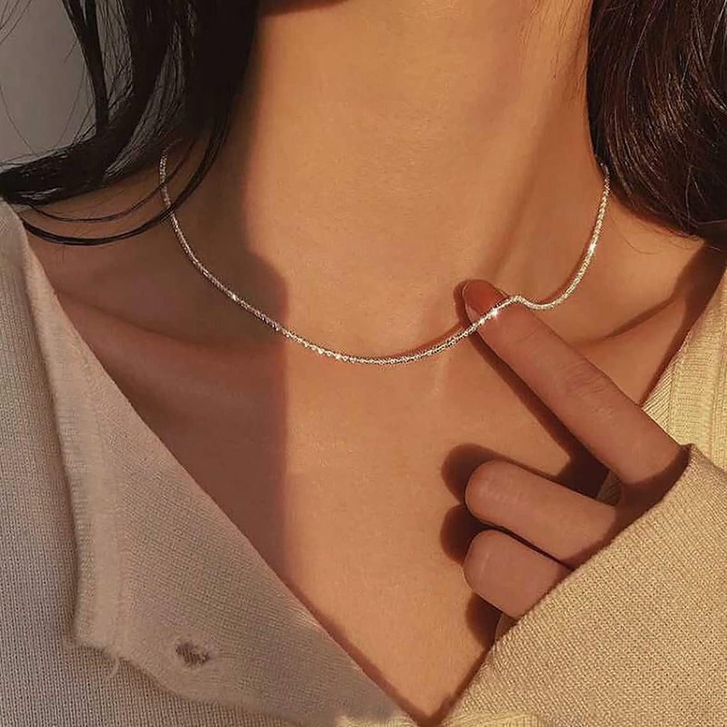 Big Starz Herringbone Choker Necklace Set — Double Layer