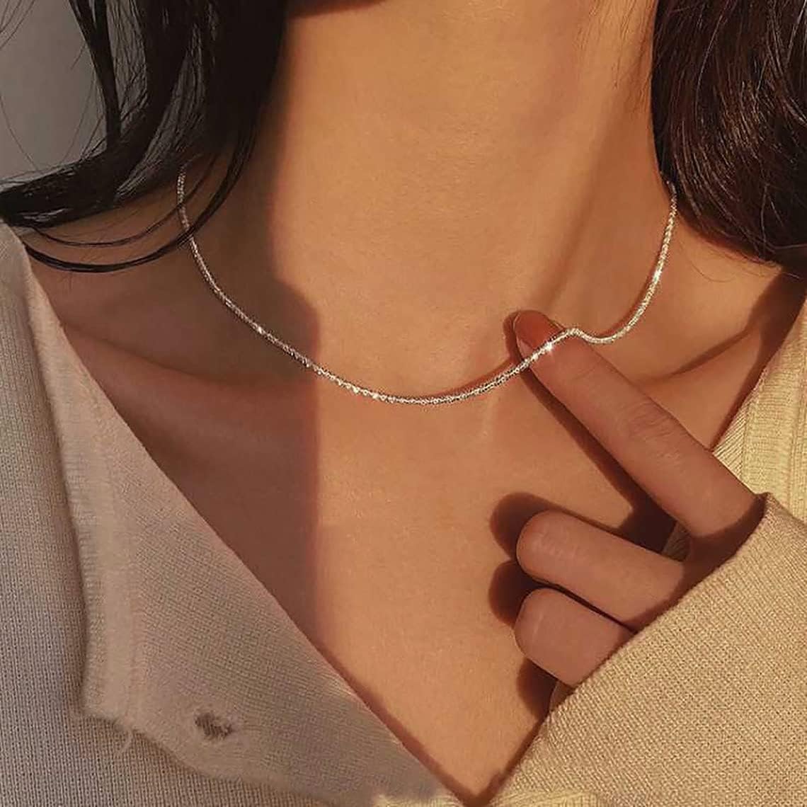 Big Starz Herringbone Choker Necklace Set — Double Layer