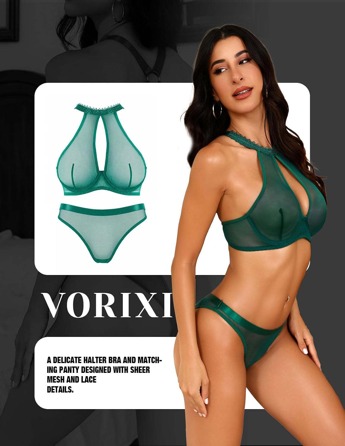 Body Talk Lingerie Set 2 Piece Sheer Mesh — Women's