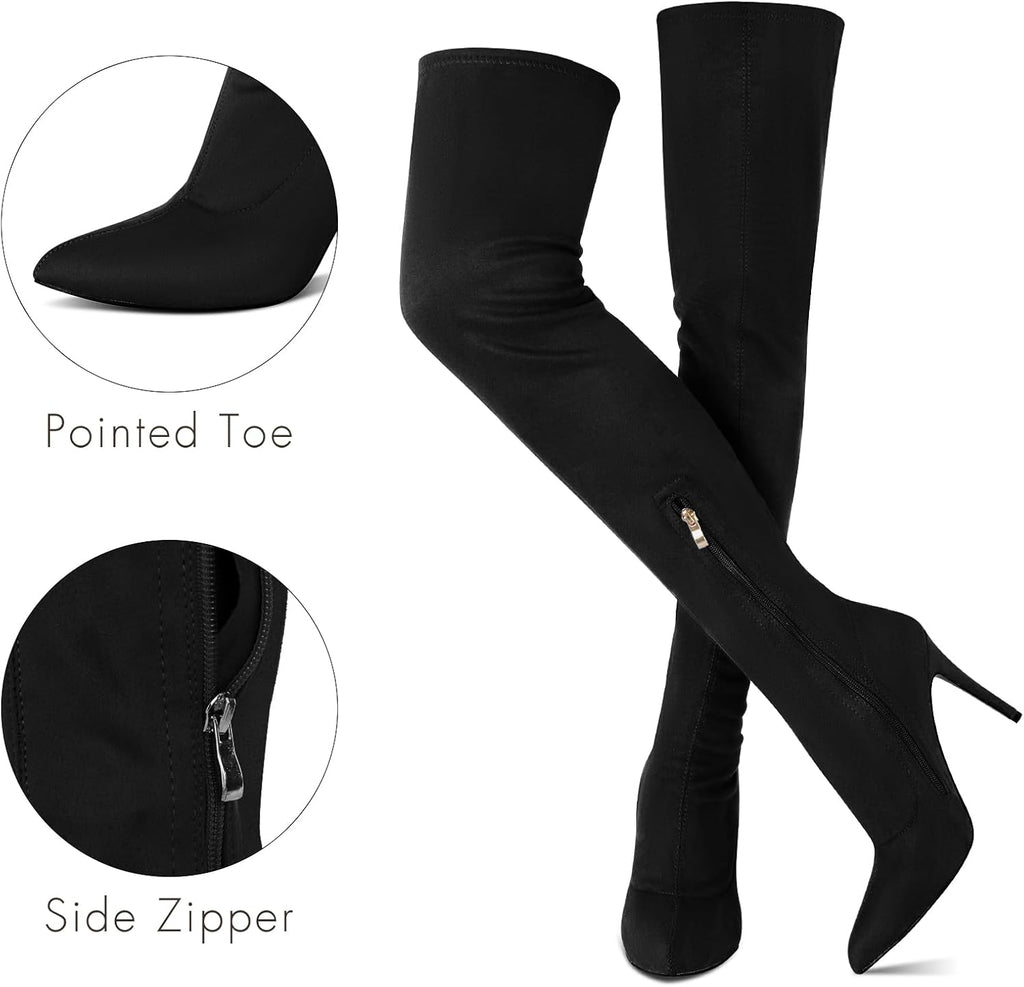 Height Thigh High Boots Pointed Toe Stiletto — Women's