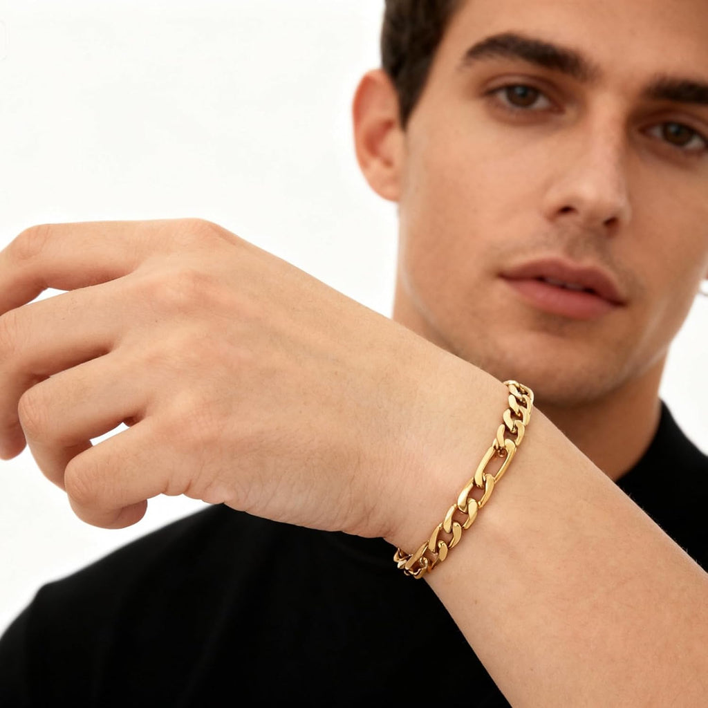 Big Starz Figaro Chain Bracelet — Stainless Steel, 7mm