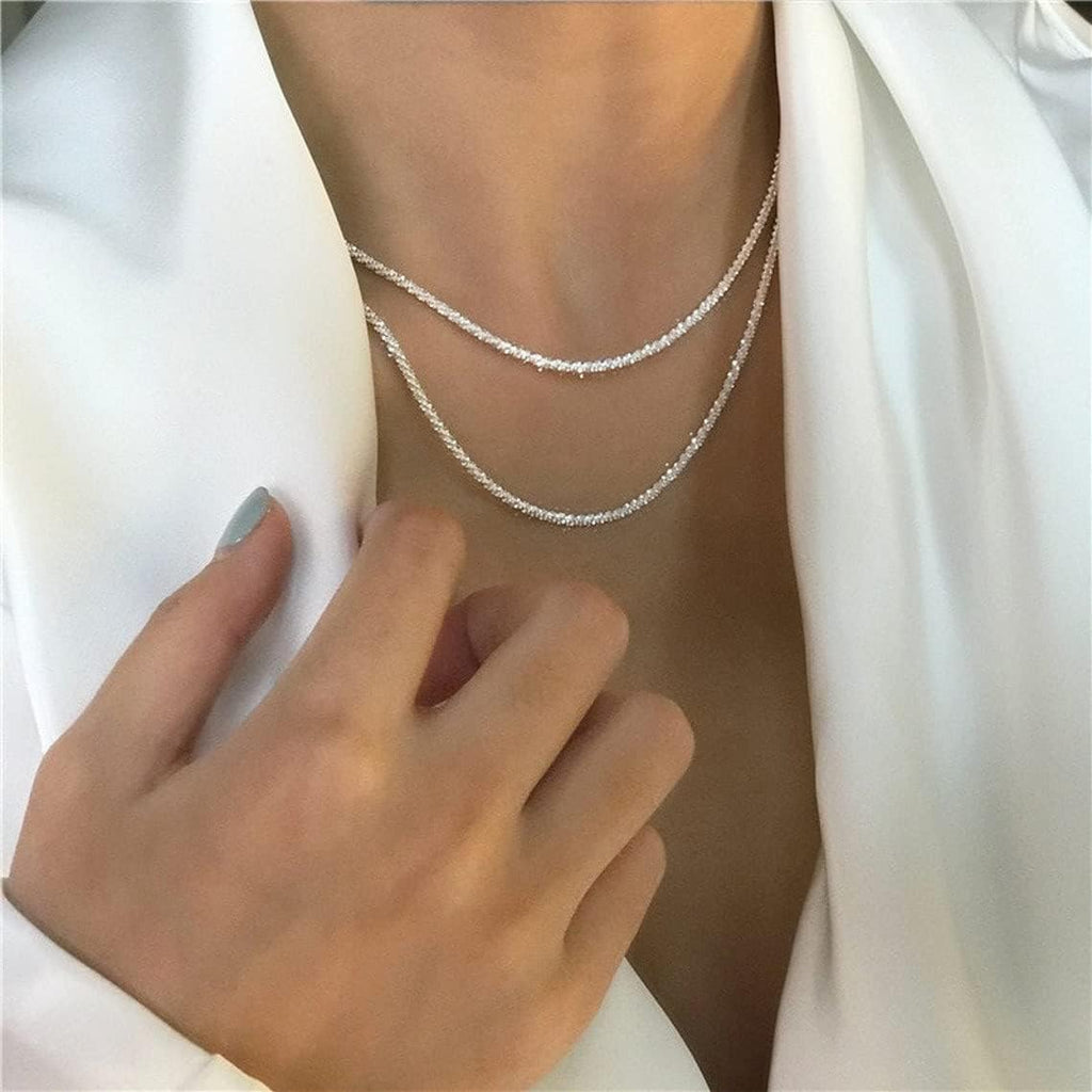 Big Starz Herringbone Choker Necklace Set — Double Layer