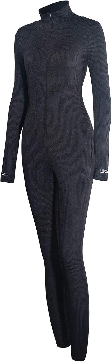 Birthday Fit Embroidery Zipper High Neck Bodycon Jumpsuit — Women's