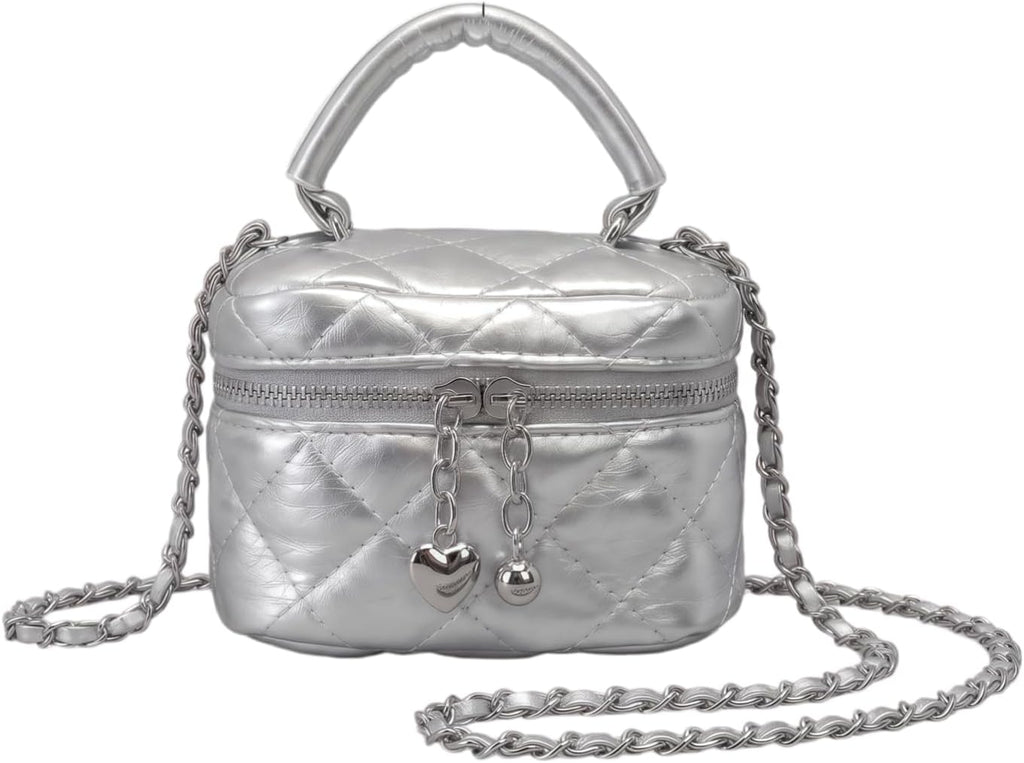 Day Bag Mini Box Crossbody Bag Silver Quilted — Women's
