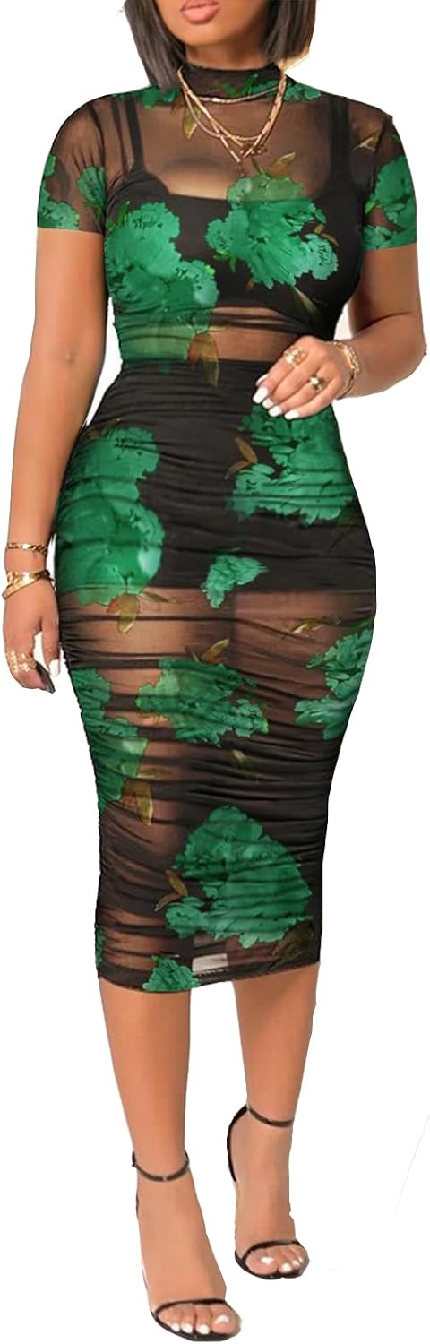Section Mesh Bodycon Set