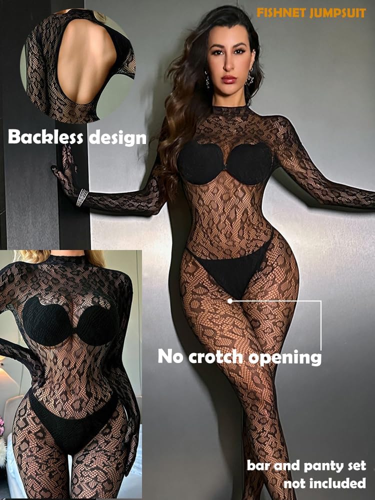 Slow Burn One Piece Black Fishnet Bodysuit Lingerie — Women's