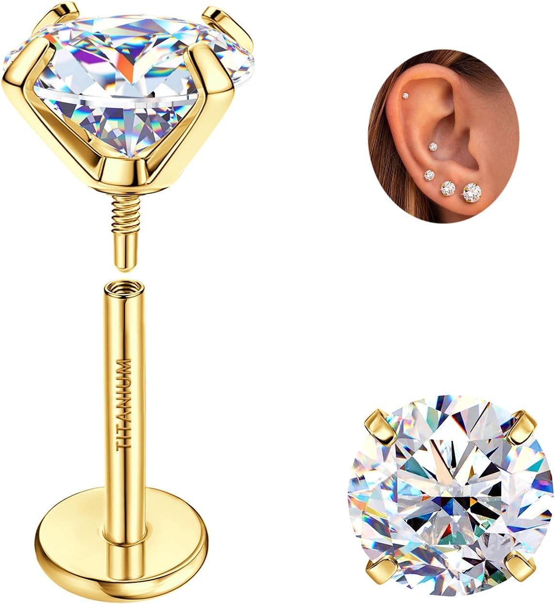 Big Starz Moissanite Flat-Back Stud Earrings — Titanium