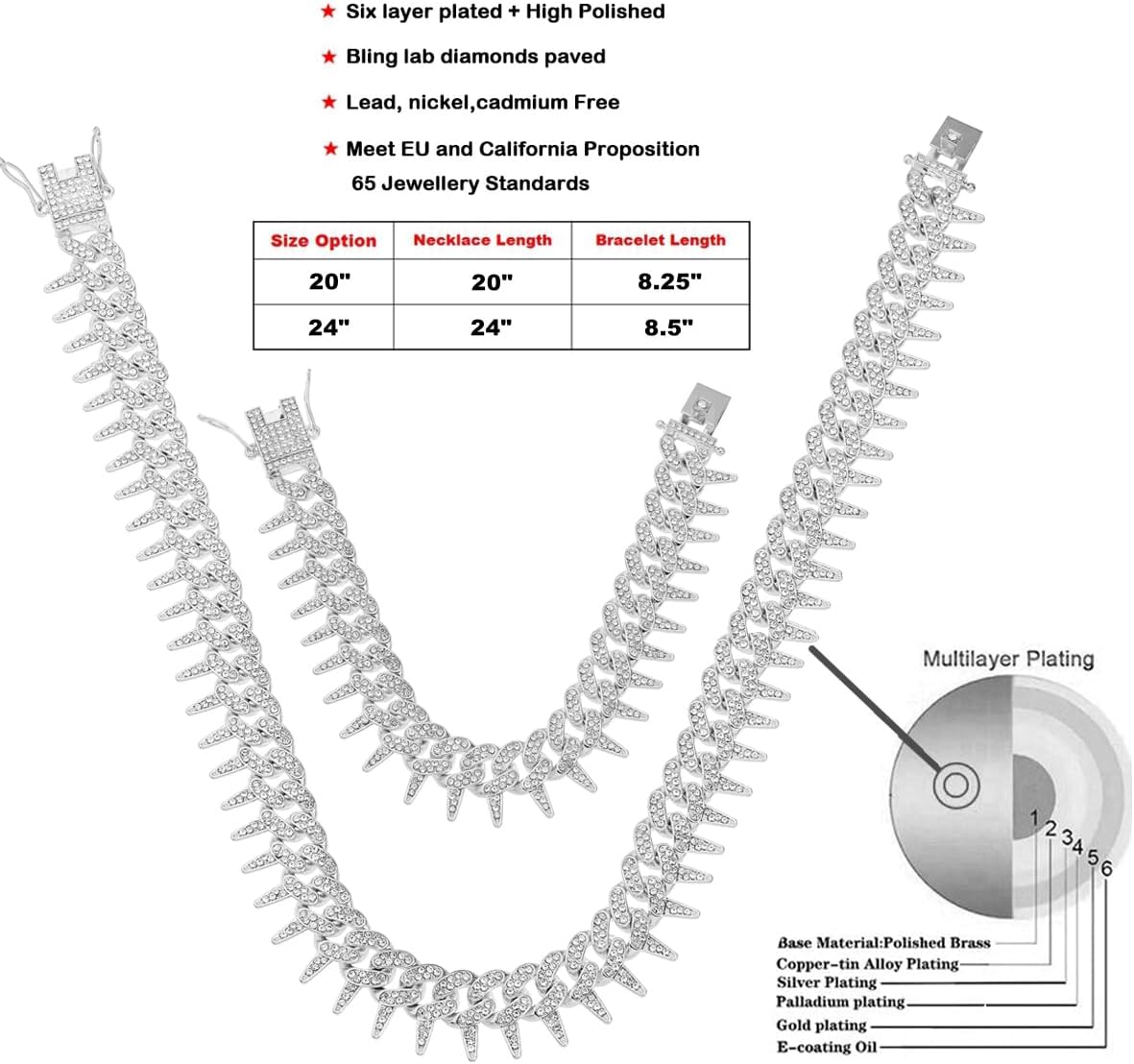 Big Starz Spike Cuban Chain & Bracelet Set