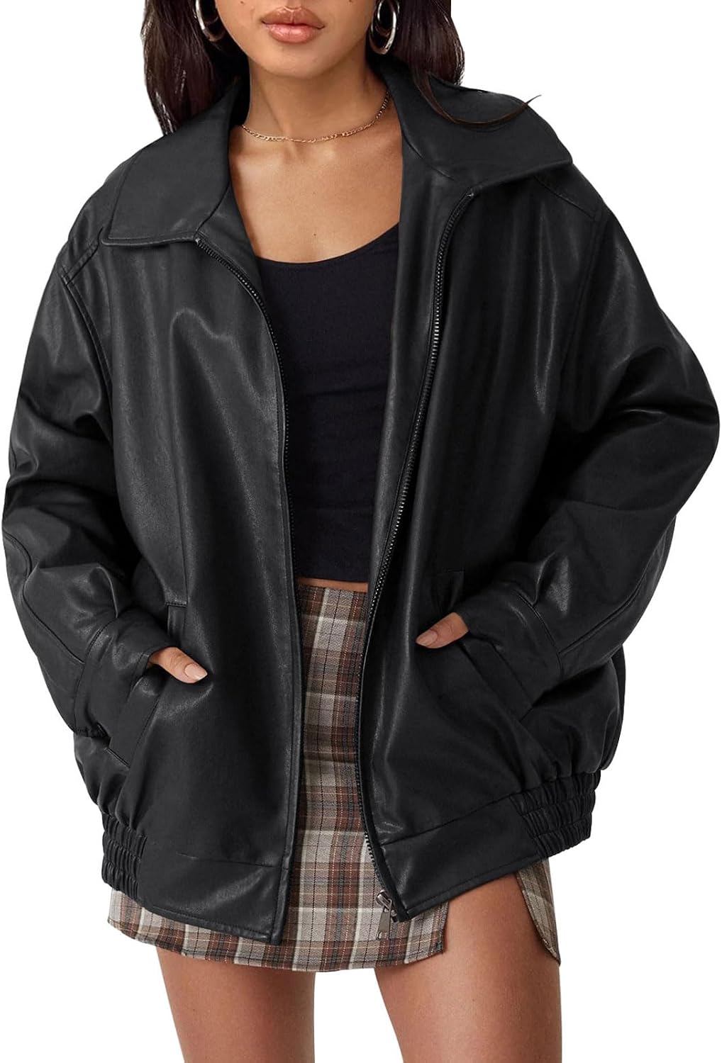 Big Starz Oversized Faux Leather Biker Jacket