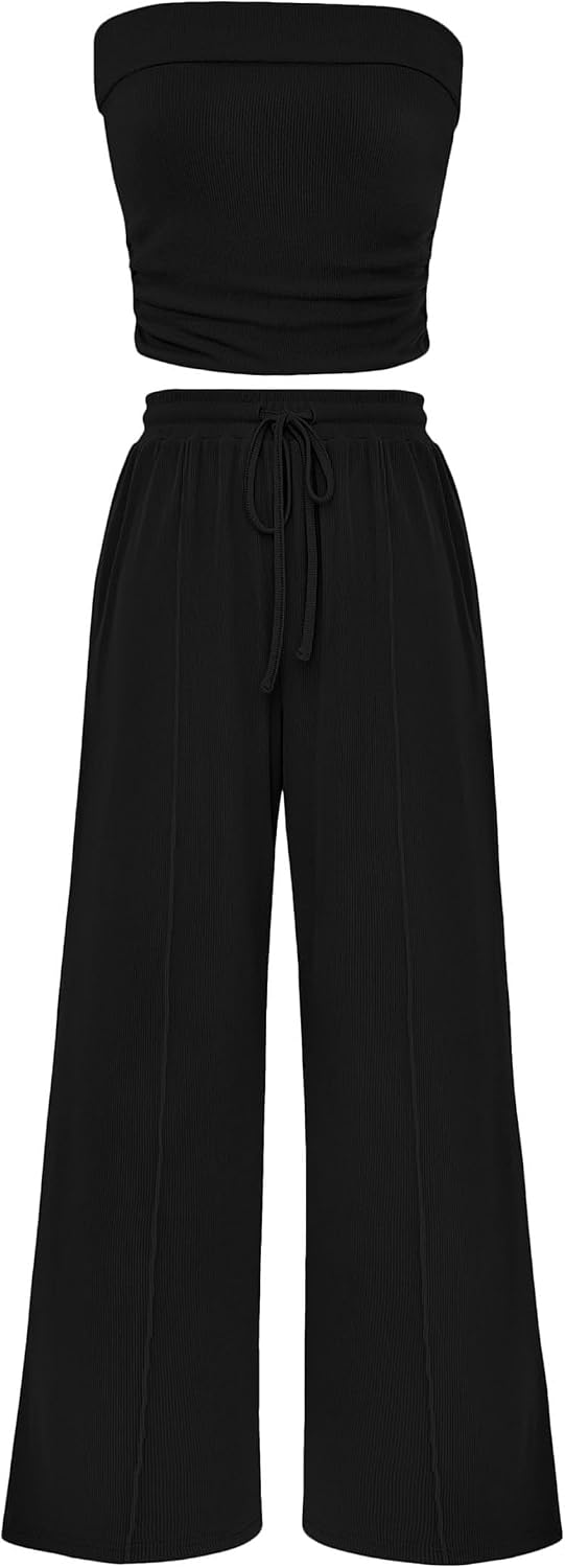 Big Starz Ribbed Knit 2-Piece — Tube Top & Wide Leg