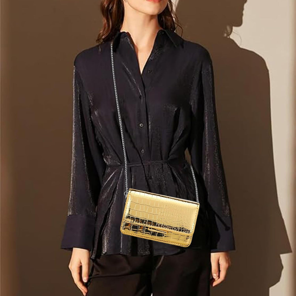 Chrome Croc Chain Bag