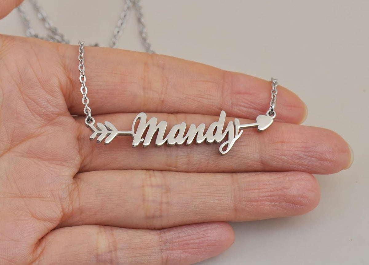 Big Starz Initial Nameplate Necklace — Stainless Steel