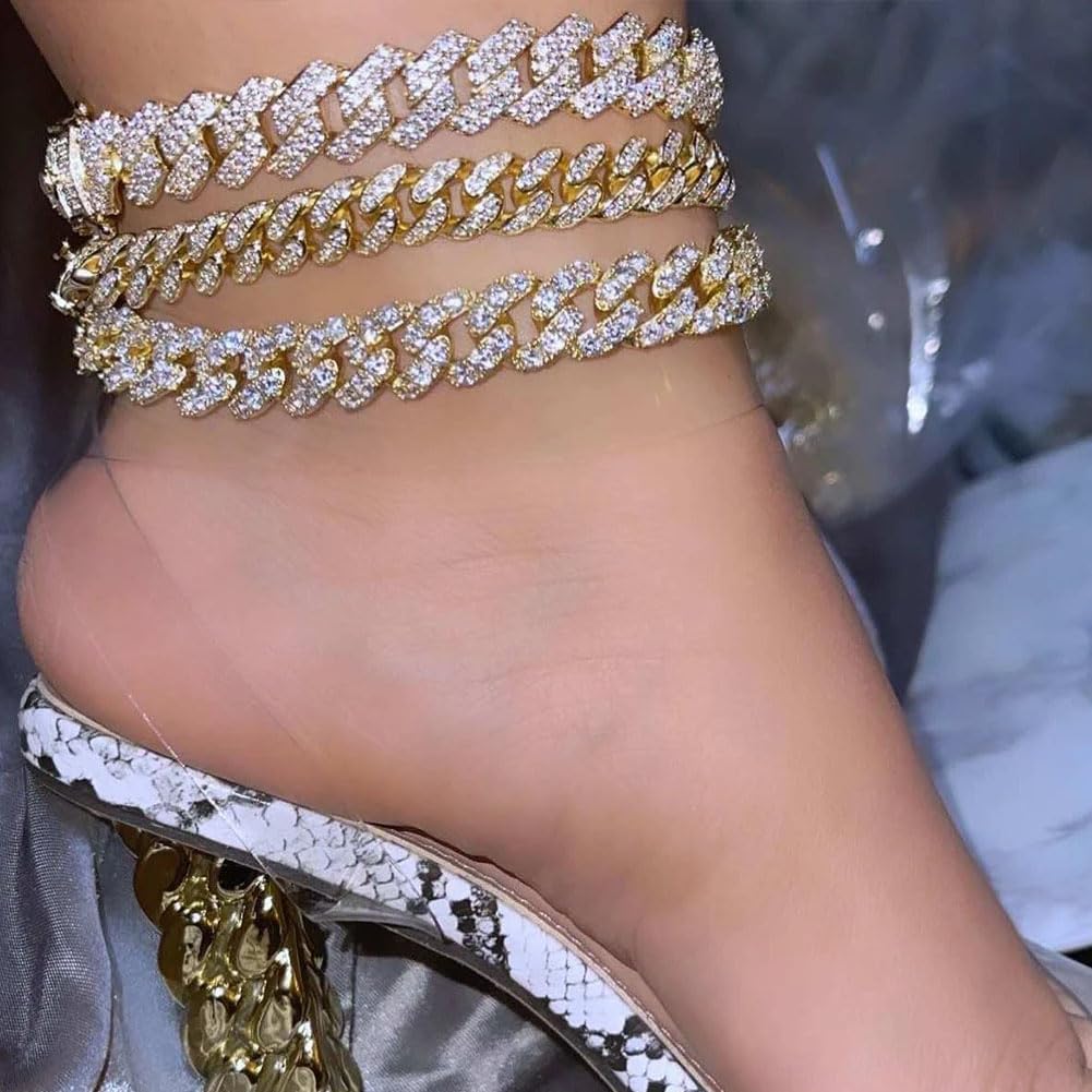 Big Starz Cuban Link Anklet Set — 14K Gold Plated, 3 Piece
