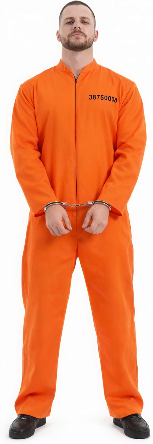 Nightcrawler Prisoner Costume Prison Jumpsuit Orange Inmate — Men's