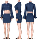 Same Cloth Denim Crop & Pant Set — Long Sleeve