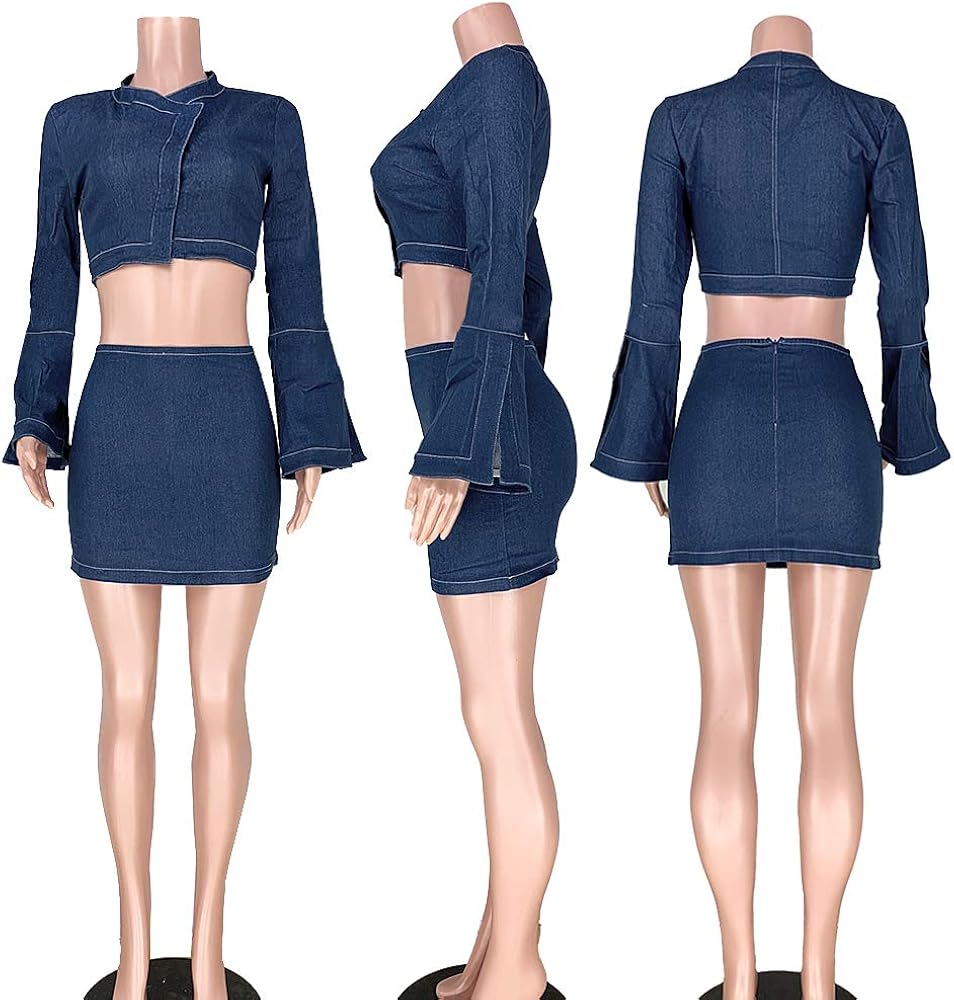 VIP 2 Piece Bodycon Shorts- Nightclub Denim — Women's