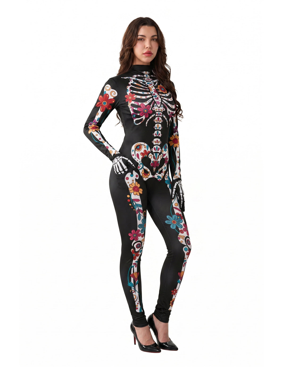 Bad Spirit Floral Skeleton Costume for Skeleton Bone — Women's