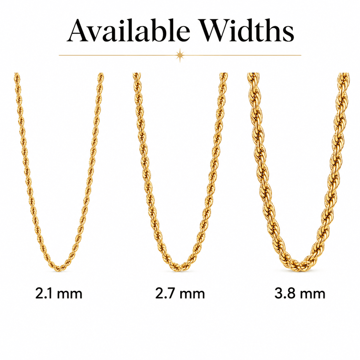 Big Starz 3.8mm Diamond-Cut Rope Chain — 14K Gold Plated