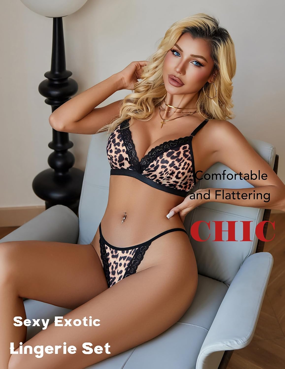 Big Starz Ribbed Bra &amp; Panty Set with Lace Trim