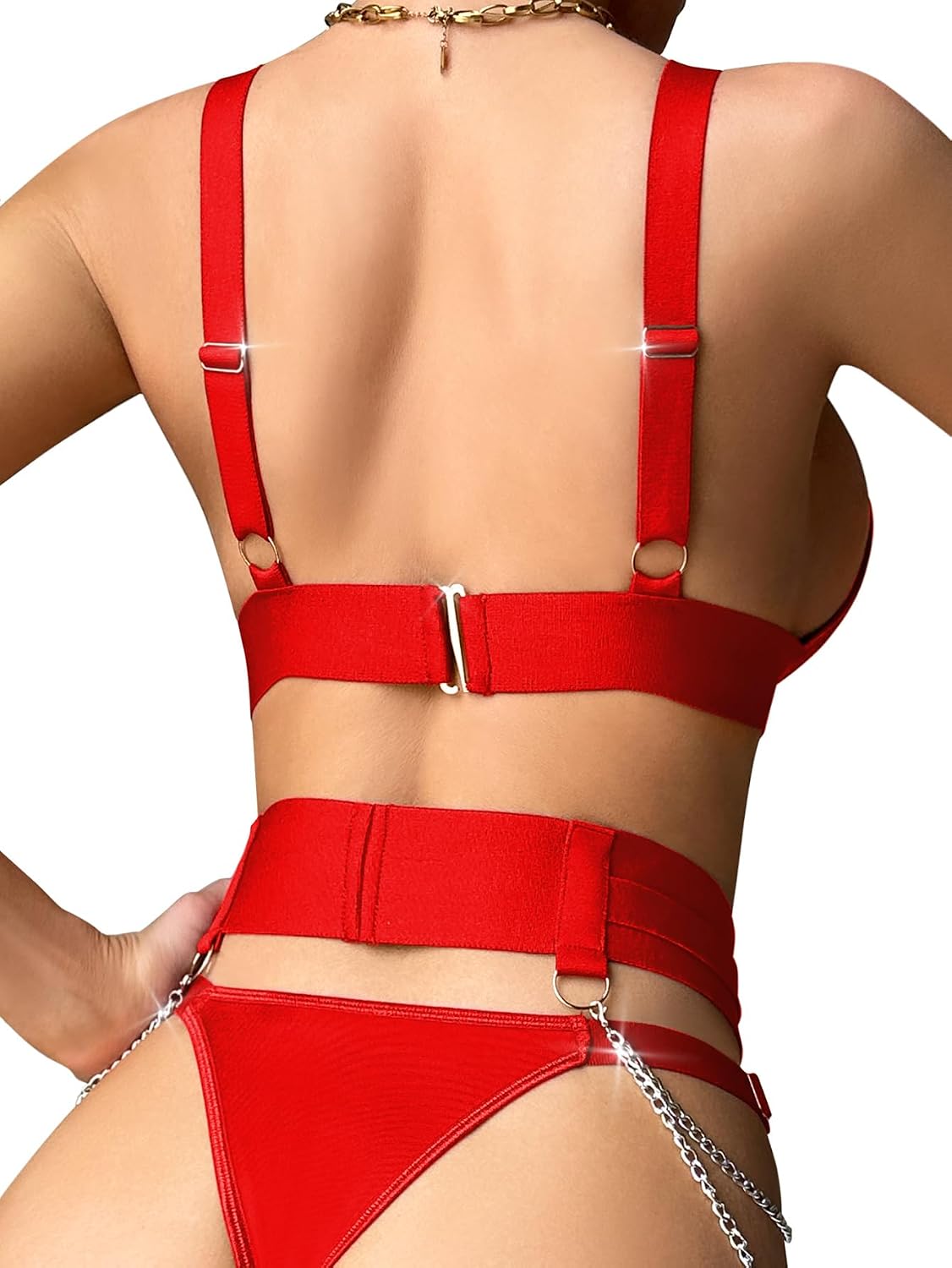 Heat Wave Chain Strappy Garter Belt Lingerie — Women's